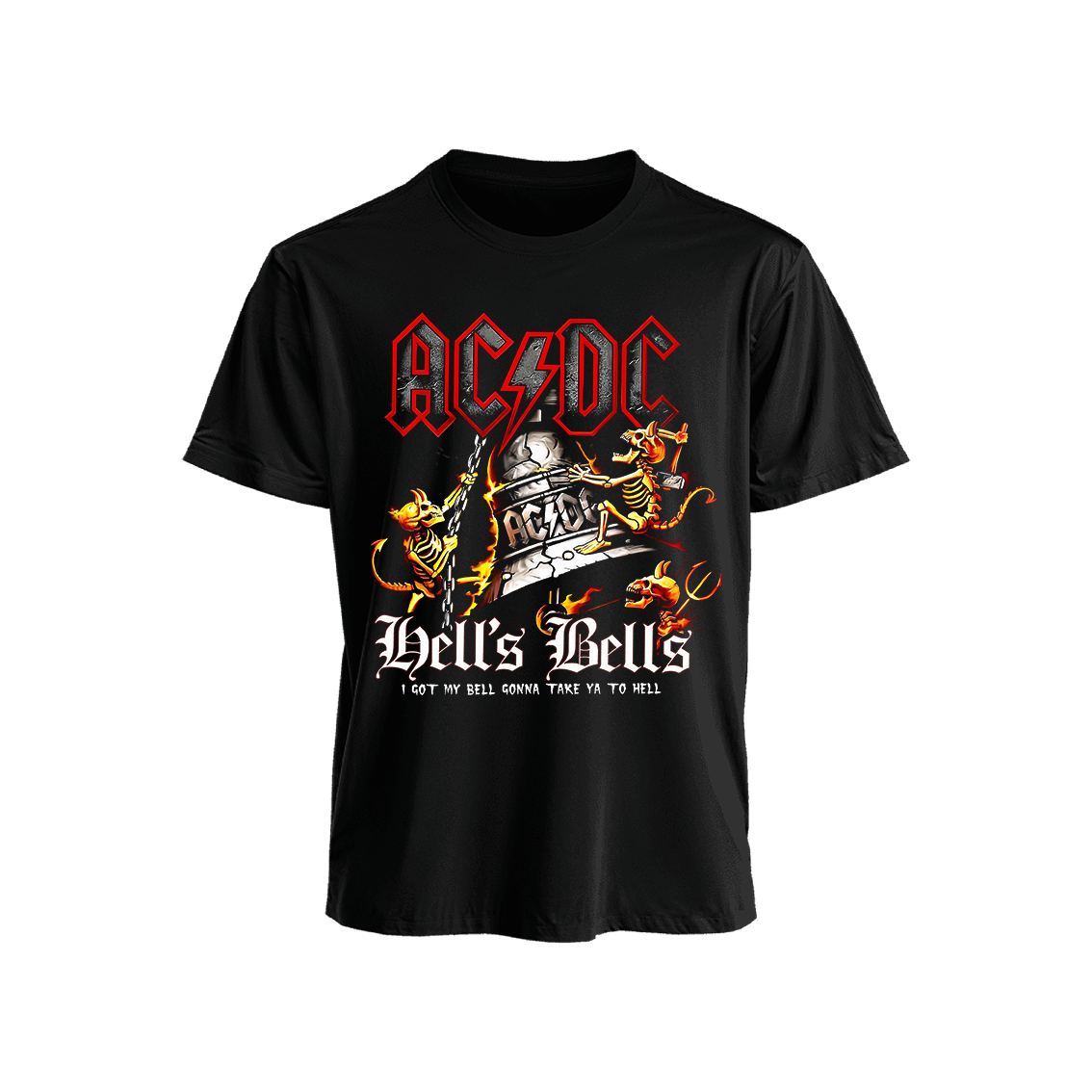 Polera Manga Corta AC/DC Hell's Bells Premium 100% Algodón