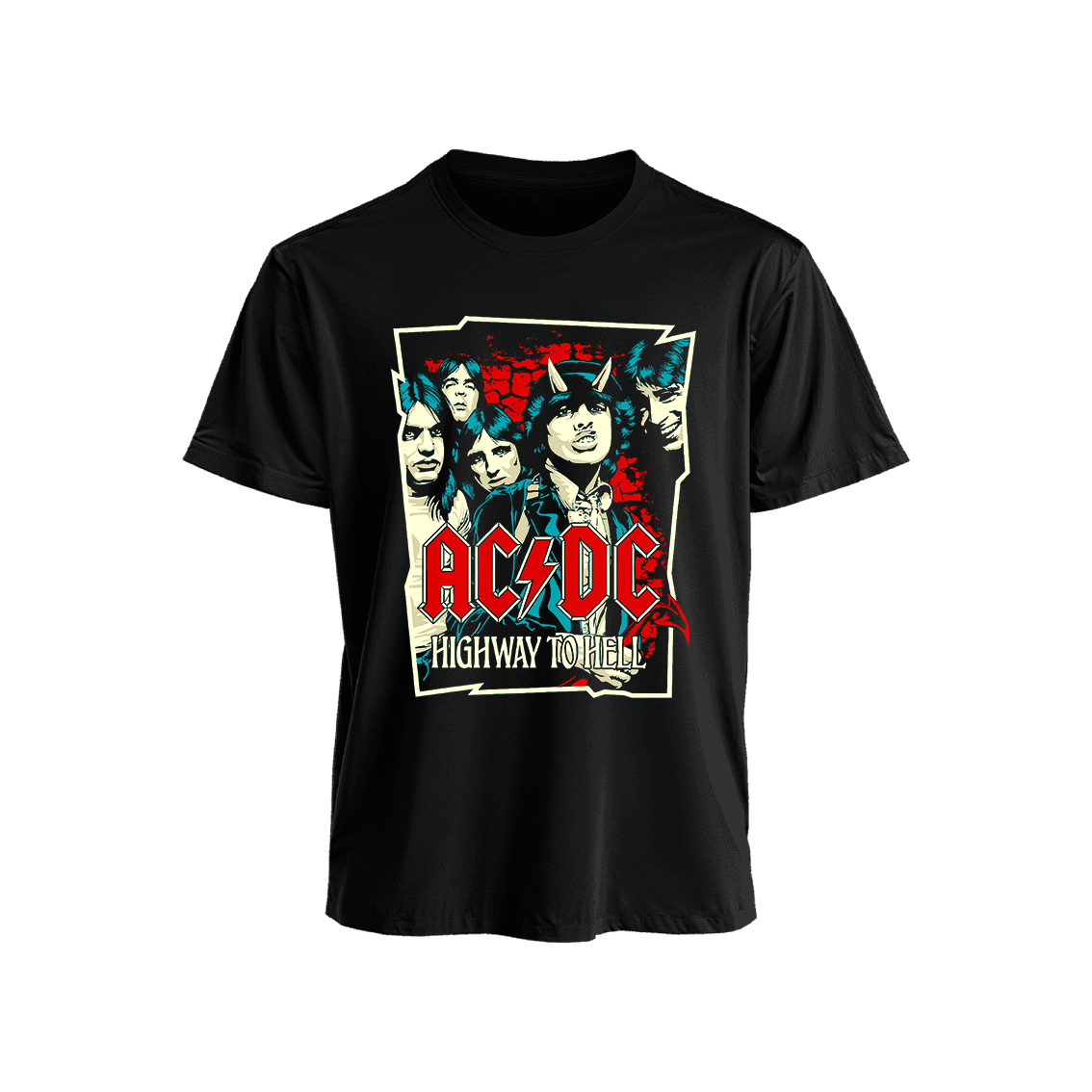 Polera Manga Corta AC/DC Highway To Hell Premium 100% Algodón