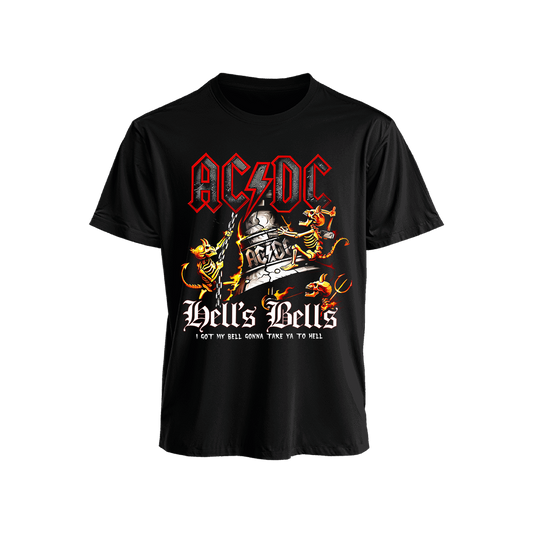 Polera Manga Corta AC/DC Hell's Bells Premium 100% Algodón