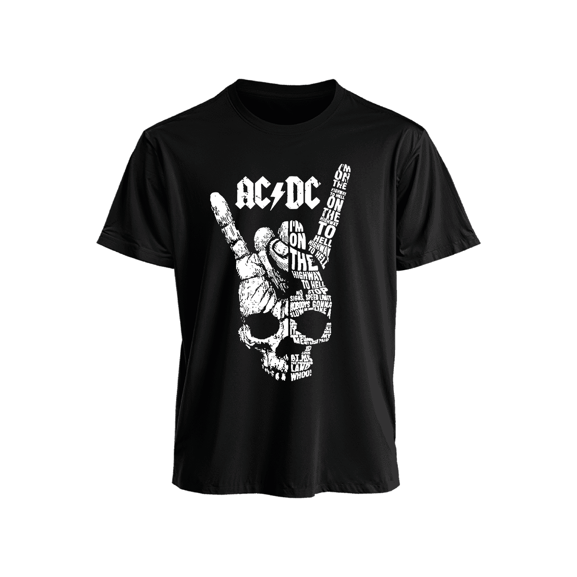 Polera Manga Corta AC/DC Skull Premium 100% Algodón