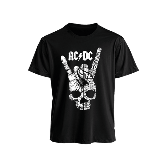 Polera Manga Corta AC/DC Skull Premium 100% Algodón